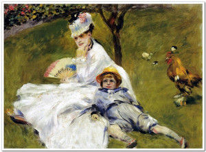 《莫奈夫人及其兒子》1874 年，50.4 x 68 cm，美國華盛頓區國家畫廊。