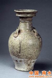 青釉四系盤口瓷壺 青釉四系盤口瓷壺