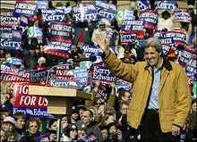 克里在衣阿華州的競選集會上