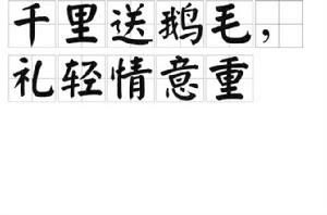 千里送鵝毛,禮輕情意重 千里送鵝毛,禮輕情意重