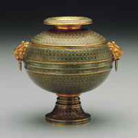 清雍正掐絲琺瑯鳳耳豆(圖1)