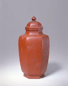 宜興窯紫砂蘆雁紋六方茶葉罐 宜興窯紫砂蘆雁紋六方茶葉罐