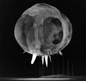 核爆後第1毫秒的影像，此時的衝擊波只有20米寬，是在上世紀50年代一次核試驗期間拍攝的。