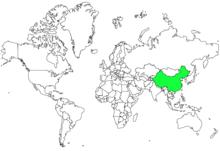 白冠長尾雉世界分布圖