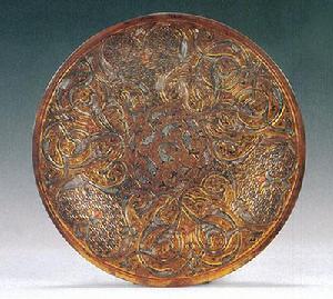 銅錯銀鏨花掛盤 銅錯銀鏨花掛盤