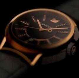 施華洛世奇黑水晶男士腕錶