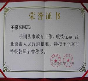 王保東[北京市數學特級教師]