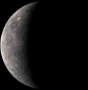 2009年9月29日，“信使”號第三次，也是最後一次飛越水星時，拍攝到這張彩色觀測圖片。