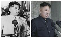 左：青年金日成右：朝鮮第三代領導人金正恩