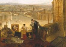 油畫前景的文藝復興時期畫家拉斐爾（右一）