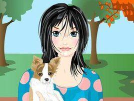 女孩抱小狗 女孩抱小狗