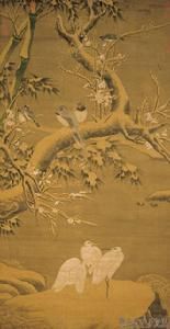 元人瑞雪仙禽軸 元人瑞雪仙禽軸