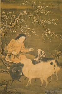 元人三羊開泰圖軸 元人三羊開泰圖軸