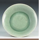 明龍泉窯青瓷豆青盤 明龍泉窯青瓷豆青盤