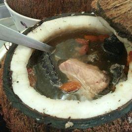 原盅椰子燉烏雞 原盅椰子燉烏雞