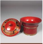 清棗紅漆雙耳爪果花卉紋果紐果子 清棗紅漆雙耳爪果花卉紋果紐果子