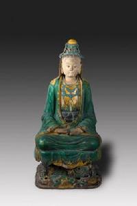明成化二十一年三彩琉璃觀音像 明成化二十一年三彩琉璃觀音像