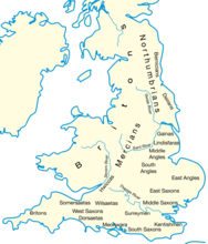 主要的盎格魯-撒克遜王國，大約600年