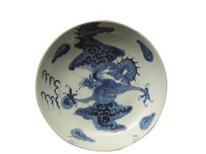 清青花過牆龍紋瓷盤 清青花過牆龍紋瓷盤