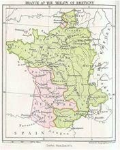 《布勒丁尼條約》後的法國地圖