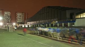 晚訓,遠處是奧運場館