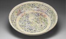 越南青花加彩獅戲大盤