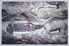 母羚羊與幼仔岩畫 母羚羊與幼仔岩畫