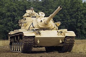 類型 主戰坦克 原產國  美國 服役記錄 服役期間 1960年－1990年代早期 (美國) 參與戰役 贖罪日戰爭，越南戰爭兩伊戰爭，海灣戰爭 生產歷史 生產商 Detroit Arsenal Tank Plant克萊斯勒汽車公司 衍生型 多種，見內文 基本規格 總重量 M60：46 噸 (50.7噸)M60A1：52到54噸（看炮塔設計而定） 全長 M60：6.94 m (22.79') 寬度 M60：3.6 m (11.92') 全高 M60：3.2 m (10.54') 操作人數 4 -------------------------------------------------------------------------------- 裝甲厚度、類型 150 mm (6.12