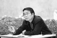 國畫家黃格勝創作中