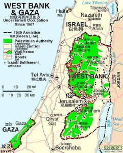 加沙地區和西岸地區（巴勒斯坦全國地圖）