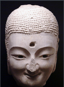 盧舍那丈八佛石雕頭像，北朝