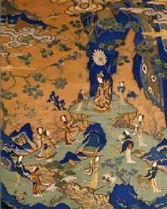 緙絲瑤池吉慶圖軸 緙絲瑤池吉慶圖軸