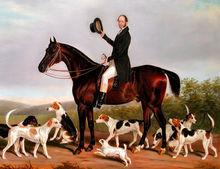 約翰羅素牧師與獵犬油畫（其中有一隻他所培育的梗犬）