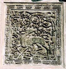 磚雕廊心畫&middot;鹿鶴同春之一