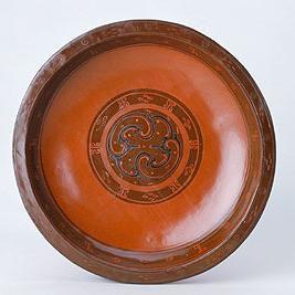 西漢彩繪漆雲龍紋圓盤