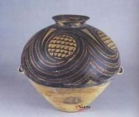 新石器四大圓圈連續彩陶壺 新石器四大圓圈連續彩陶壺