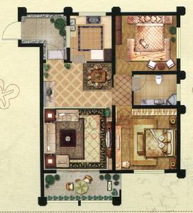 兩室兩廳一衛93㎡P戶型圖