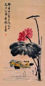 鴛鴦並蒂圖軸 鴛鴦並蒂圖軸