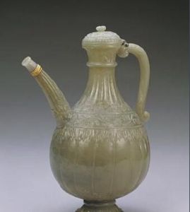 清青玉瓜棱執壺 清青玉瓜棱執壺