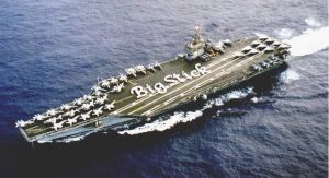 在返回母港諾福克途中，羅斯福號的官兵在甲板上排出羅斯福的名句摘錄：“Big Stick”