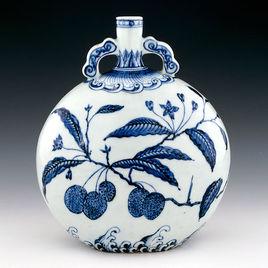 青花如意耳抱月瓶 青花如意耳抱月瓶