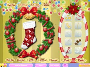 聖誕襪和花環 聖誕襪和花環