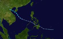 2013年第10號熱帶風暴“山竹”路徑圖