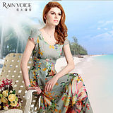 雪紡印花連衣裙