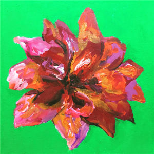 名稱：大麗花 尺寸：W15xH15 cm 作品分類：丙烯 材質：布面 年份：2016