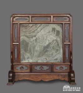 黃花梨綠石座屏 黃花梨綠石座屏