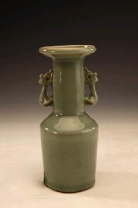 南宋龍泉窯梅子青釉雙鳳耳盤口瓶 南宋龍泉窯梅子青釉雙鳳耳盤口瓶