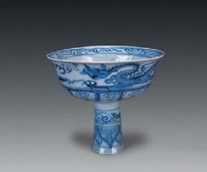 元代青花龍紋高足碗 元代青花龍紋高足碗