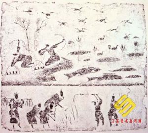 弋射收穫畫磚像 弋射收穫畫磚像