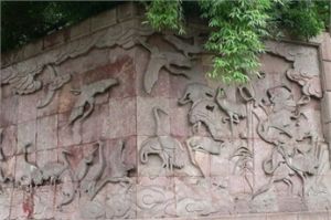 《九九歸鶴圖》浮雕